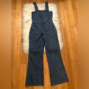 Aerie Classic Style Wide Leg Blue Jean Denim Womens Overalls size S